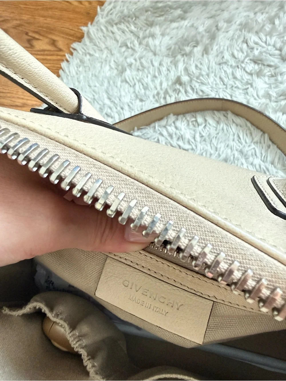 Givenchy Beige Leather Satchel with Detachable Strap
